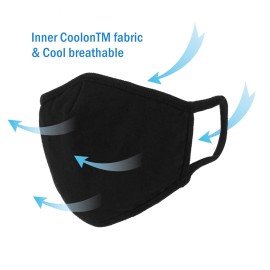 WITHMOONS 3PCS Cotton Face Mouth Mask Cool Mesh Cloth 3 Layers Facial Reusable Washable Nose Bridge Wire Black for Women Men