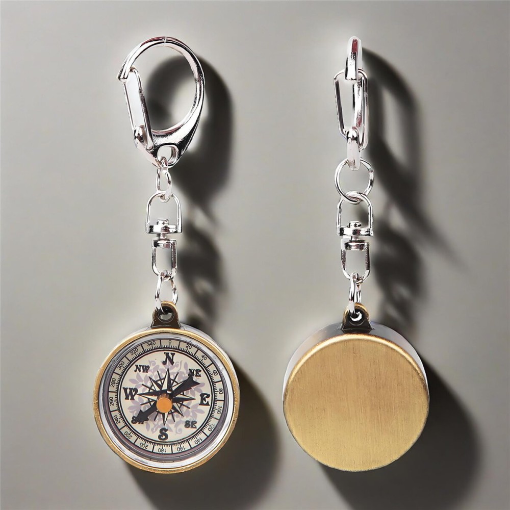 Keychain Compass, Pack of 2 Vintage Style Zinc Alloy Pocket Compass Navigation Tool for Outdoor Camping Hiking