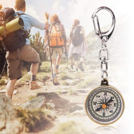 Keychain Compass, Pack of 2 Vintage Style Zinc Alloy Pocket Compass Navigation Tool for Outdoor Camping Hiking