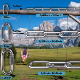 Quick Link, 304 Stainless Steel D Shape Locking Carabiner Keychain Buckle for Hiking Gym Set of 18