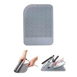 Heat Resistant Glove with Silicone Bump Mat for Curling Iron, Hair Straightener, Flat Irons - 9 x 6.5 Food Grade Mat, Grey Heat Resistant Glove with Silicone Bump Mat for Curling Iron, Hair Straightener, Flat Irons - 9 x 6.5 Food Grade Mat, Grey
