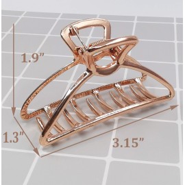 HH&LL Hair Clips, Metal Hair Claw Barrette Clamp Jaw for Women (2, Gold+ Rose Golden)