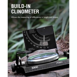 Eyeskey Multifunctional Military Metal Sighting Navigation Compass with Inclinometer | Impact Resistant & Waterproof Compass for Hiking, Camping, Boy Scout (Black)