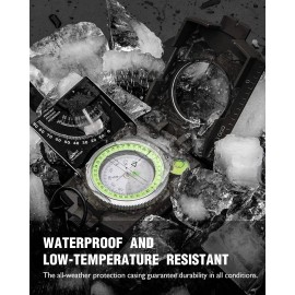 Eyeskey Multifunctional Military Metal Sighting Navigation Compass with Inclinometer | Impact Resistant & Waterproof Compass for Hiking, Camping, Boy Scout (Black)