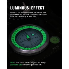 Eyeskey Multifunctional Military Metal Sighting Navigation Compass with Inclinometer | Impact Resistant & Waterproof Compass for Hiking, Camping, Boy Scout (Black)