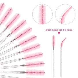 Shappy 24pc Plastic Eyelash Extension Tweezers & 100pc Eyelash Brush Mascara Wands Applicator (Pink)