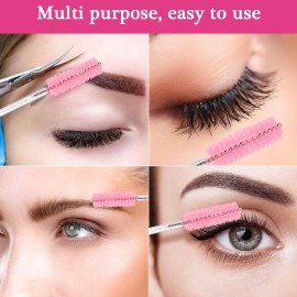 Shappy 24pc Plastic Eyelash Extension Tweezers & 100pc Eyelash Brush Mascara Wands Applicator (Pink)