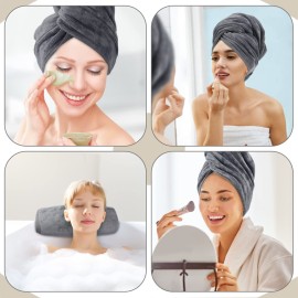 SUNLAND Microfiber Hair Towels Anti Frizz Hair Drying Towel Super Absorbent Fast Drying Turbans for Wet and Curly Soft Head Towel Wrap with Elastic Band 24 inch X 43 inch Grey