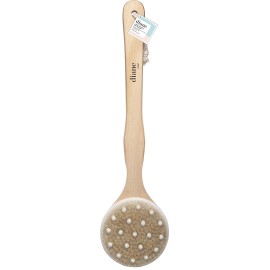 Diane Long Handle Exfoliating Dry Skin Brush, Natural Wood Color