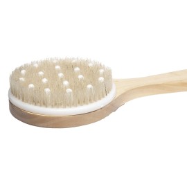 Diane Long Handle Exfoliating Dry Skin Brush, Natural Wood Color