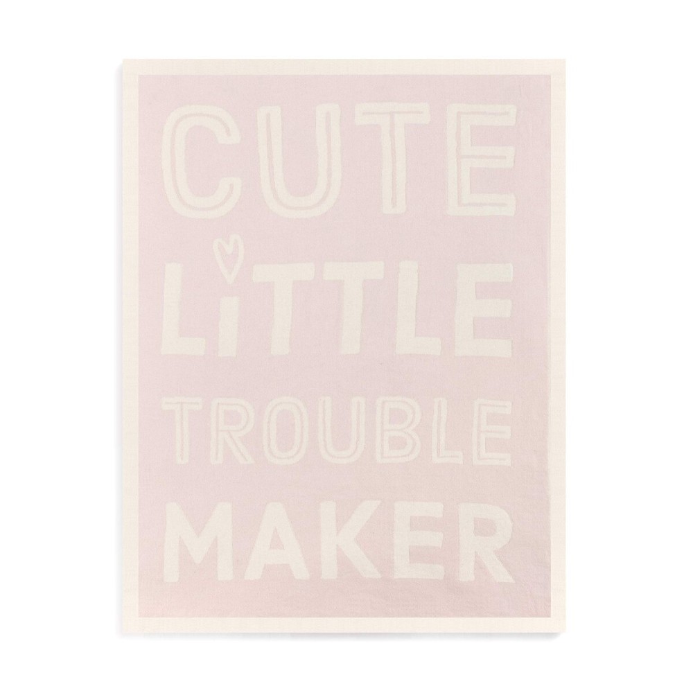 DEMDACO Cute Little Trouble Maker Soft Pink 40 x 30 Cotton Fabric Nursery Bed Blanket