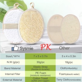 3 Packs Exfoliating Loofah Sponge Pads,Large 5x 7-100% Natural Luffa and Terry Cloth Materials,Premium Loofa Sponge Scrubber Body Glove Close Skin for Men and Women,Perfect for Bath Spa and Shower