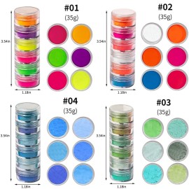DAGEDA 24 Color Pigment Nail Powder Dust, Colorful Iridescent Glitter Ultrafine Luminous Pearlescent High-Gloss Halo Powder, 3D DIY Nail Art Decoration DAGEDA 24 Color Pigment Nail Powder Dust, Colorful Iridescent Glitter Ultrafine Luminous Pearlescent High-Gloss Halo Powder, 3D DIY Nail Art Decoration