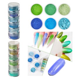 DAGEDA 24 Color Pigment Nail Powder Dust, Colorful Iridescent Glitter Ultrafine Luminous Pearlescent High-Gloss Halo Powder, 3D DIY Nail Art Decoration DAGEDA 24 Color Pigment Nail Powder Dust, Colorful Iridescent Glitter Ultrafine Luminous Pearlescent High-Gloss Halo Powder, 3D DIY Nail Art Decoration