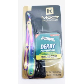 Professional Multi Titanium Colour Straight Edge Shaving Razors, with Green Platinum Derby 100 Count Blades-Easy Blades Replacement Mechanism-100% Stainless Steel Macs-144MTB1 Professional Multi Titanium Colour Straight Edge Shaving Razors, with Green Platinum Derby 100 Count Blades-Easy Blades Replacement Mechanism-100% Stainless Steel Macs-144MTB1