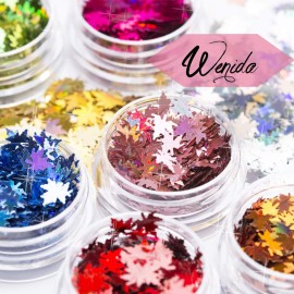 Glitter Wenida 12 Colors Maple Leaf Holographic Sparkly Cosmetic Festival Sequins Craft Glitter for Arts Nail Face Body Glitter Wenida 12 Colors Maple Leaf Holographic Sparkly Cosmetic Festival Sequins Craft Glitter for Arts Nail Face Body