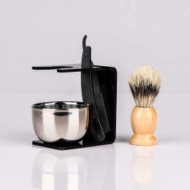 Barber Straight Razor Kit Durable Barber Straight Edge Razor Kit with 10 Double Edge Straight Razor Blades,Shaving Bowl and Stand,Shaving Brush with Wood Handle,Shaving Kit for Men