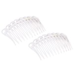 Parcelona French Swirl Crystal Clear Small 2  Celluloid Set of 2 Side Hair Combs for Women and Girls