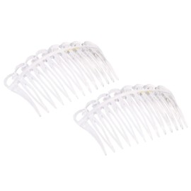 Parcelona French Swirl Crystal Clear Small 2  Celluloid Set of 2 Side Hair Combs for Women and Girls