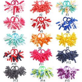 CellElection 30PCS Baby Girl Hair Ties Colorful Curly Korker Bow Grosgrain Ribbon Hair Bows Ponytail Holders Hair Accessories for Girls Toddlers Kids Children in Pairs