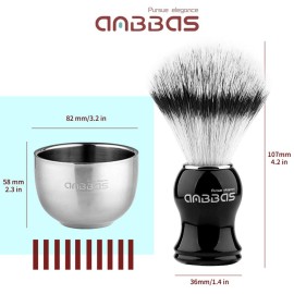 Anbbas Faux Badger Shaving Brush with 3.5 oz Goat Milk Shaving Soap and Bowl Stainless Steel,Black Acrylic Shaving Stand Holer for DE Razor Men Shave Kit
