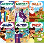 Bible Activity Jonah, Noah, Moses, Joseph, Jesus, David - Sticker Book Over 80 Stickers (Set of 6 Books)