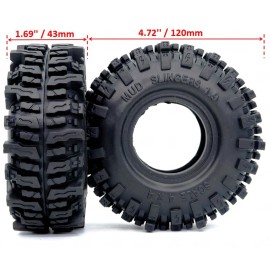 HOBBYSOUL 4pcs RC 1.9 Mud Slingers Tires Height 4.72\'\' / 120mm Soft Sticky 1.9 Tires Tyres For 1/10 RC Crawler Traxxas TRX4 / Axial SCX10 90047 SCX10 III AXI03007 / Redcat Gen8 Upgrade