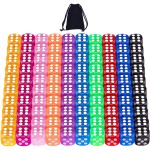 AUSTOR 100 Pieces 12mm Dice 6 Sided Game Dice Translucent Color Tiny Dice Round Corner Dices for Tenzi, Farkle, Yahtzee, Bunco or Teaching Math with a Drawstring Storage Bag