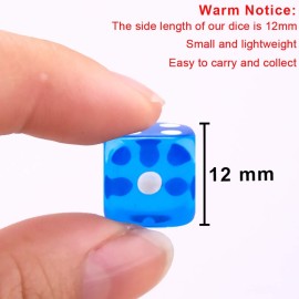 AUSTOR 100 Pieces 12mm Dice 6 Sided Game Dice Translucent Color Tiny Dice Round Corner Dices for Tenzi, Farkle, Yahtzee, Bunco or Teaching Math with a Drawstring Storage Bag