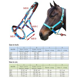 T TEKE Adjustable Horse Halters by Heavy Duty Soft Nylon, Padded with Anti-rubbing Waffle Neoprene on Both Crown & Nose