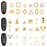 Beuniar Nail Micro Beads Studs 3D Nails Supply Gold Art Decorations Charms Metal 6 Boxes Star Moon Heart Triangle Square Rivet for Fingernails & Toenails Decor