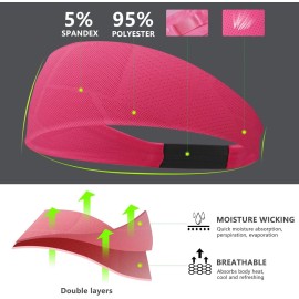 Zollen Headbands for Women, Elastic Sweat Bands Non Slip, Moisture Wicking & Quick Dry for Yoga, Work OutsSport Activities