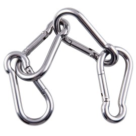 sprookber Stainless Steel Carabiner Spring Snap Hook - 304 Stainless Steel Heavy Duty Clips, Set of 4 (3.15 Inch)