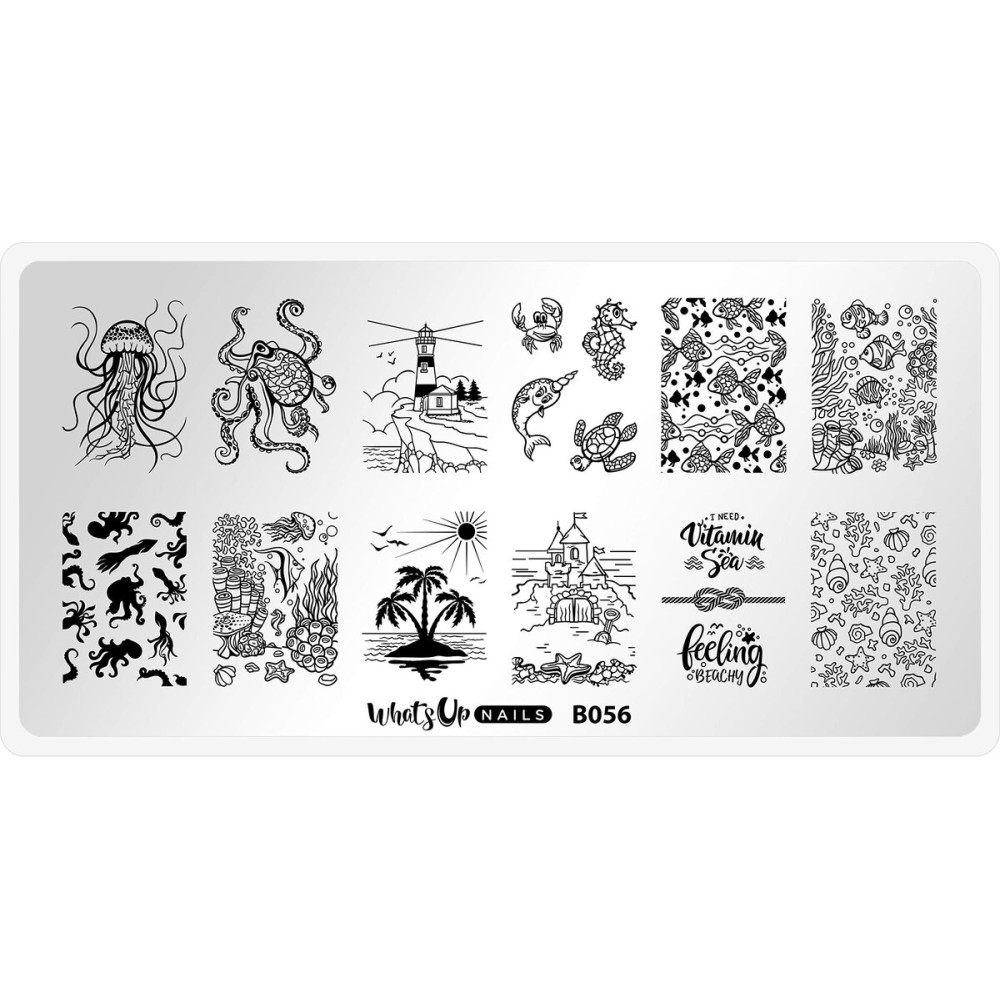 Whats Up Nails - B056 Coasting to the Sea Stamping Plate for Nail Art Design Whats Up Nails - B056 Coasting to the Sea Stamping Plate for Nail Art Design