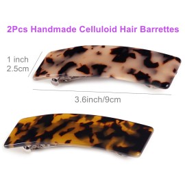 2PCS Hair Barrettes Tortoise Shell French Design Celluloid Rectangle Hair Clips for Women 2PCS Hair Barrettes Tortoise Shell French Design Celluloid Rectangle Hair Clips for Women
