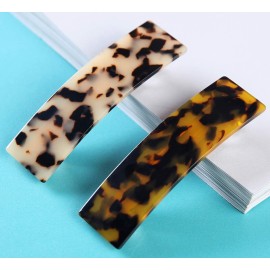 2PCS Hair Barrettes Tortoise Shell French Design Celluloid Rectangle Hair Clips for Women 2PCS Hair Barrettes Tortoise Shell French Design Celluloid Rectangle Hair Clips for Women