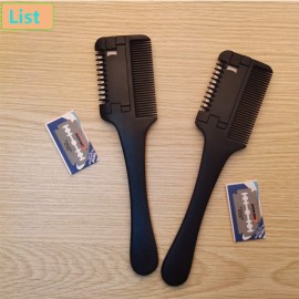 2 Pcs MSDADA Hair Cutting Combs with Replacement Razors, Double Edge Razor Comb for Thin & Thick Hair Thinning, Trimming