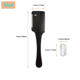2 Pcs MSDADA Hair Cutting Combs with Replacement Razors, Double Edge Razor Comb for Thin & Thick Hair Thinning, Trimming