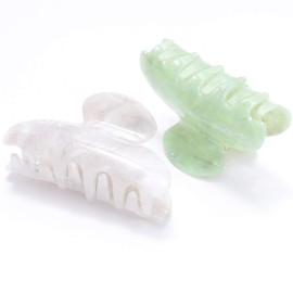 Brinie Hair Claw Clamps Green Hair Barrettes Medium Non Slip Clips Hair Accessories for Women and Girls (2 PCS)