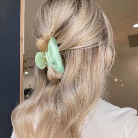 Brinie Hair Claw Clamps Green Hair Barrettes Medium Non Slip Clips Hair Accessories for Women and Girls (2 PCS)