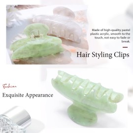 Brinie Hair Claw Clamps Green Hair Barrettes Medium Non Slip Clips Hair Accessories for Women and Girls (2 PCS)