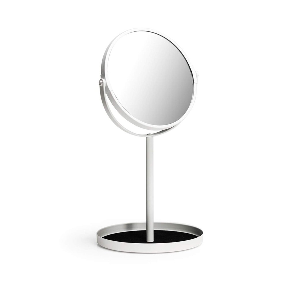 Ettori Makeup Mirror Dual Sided Vanity Mirror, 1X and 5X Magnification, 360 Swivel Round Mirror, No Light, White Ettori Makeup Mirror Dual Sided Vanity Mirror, 1X and 5X Magnification, 360 Swivel Round Mirror, No Light, White