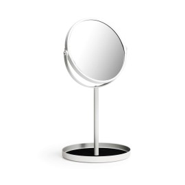 Ettori Makeup Mirror Dual Sided Vanity Mirror, 1X and 5X Magnification, 360 Swivel Round Mirror, No Light, White Ettori Makeup Mirror Dual Sided Vanity Mirror, 1X and 5X Magnification, 360 Swivel Round Mirror, No Light, White