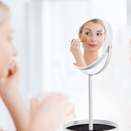 Ettori Makeup Mirror Dual Sided Vanity Mirror, 1X and 5X Magnification, 360 Swivel Round Mirror, No Light, White Ettori Makeup Mirror Dual Sided Vanity Mirror, 1X and 5X Magnification, 360 Swivel Round Mirror, No Light, White