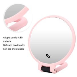 Sonew 5x Adjustable Magnifying Cosmetic Mirror Double-sided Portable Folding Makeup Mirror for Bathroom, Dressing, Shaving, Traveling()