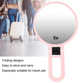 Sonew 5x Adjustable Magnifying Cosmetic Mirror Double-sided Portable Folding Makeup Mirror for Bathroom, Dressing, Shaving, Traveling()