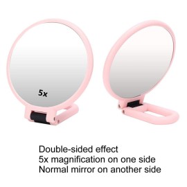 Sonew 5x Adjustable Magnifying Cosmetic Mirror Double-sided Portable Folding Makeup Mirror for Bathroom, Dressing, Shaving, Traveling()