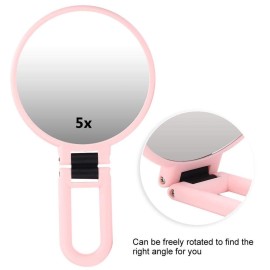 Sonew 5x Adjustable Magnifying Cosmetic Mirror Double-sided Portable Folding Makeup Mirror for Bathroom, Dressing, Shaving, Traveling()