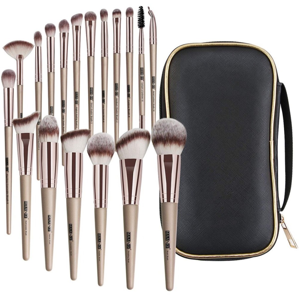 Makeup Brushes, 18 Pcs Professional Premium Synthetic Makeup Brush Set with Case, Foundation Kabuki Eye Travel Make up Brushes sets (Champagne Gold) Makeup Brushes, 18 Pcs Professional Premium Synthetic Makeup Brush Set with Case, Foundation Kabuki Eye Travel Make up Brushes sets (Champagne Gold)