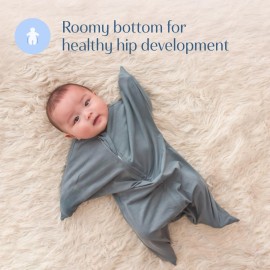 SleepingBaby Zipadee-Zip Transition Swaddle - Cozy Baby Swaddle Blanket with Zipper Convenience - Roomy Wearable Blanket for Easy Diaper Changes - Classic Grey, Medium (6-12 Month) - 2 Pack